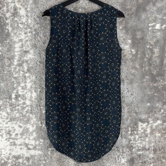 H&M Size 4 Floral Print Casual V Neck Sleeveless Top Pullover Blouse Hi Lo - Picture 3 of 8
